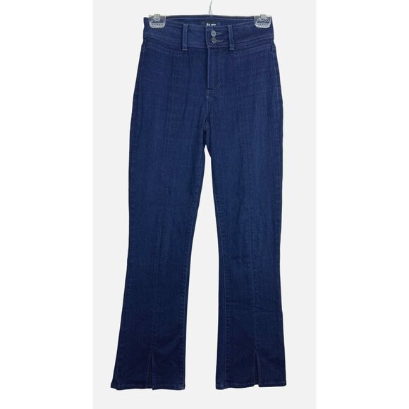 Paige Claudine Women's 25 Bootcut Dark Wash Cropped Jeans Stretch Front Slit - Picture 1 of 12